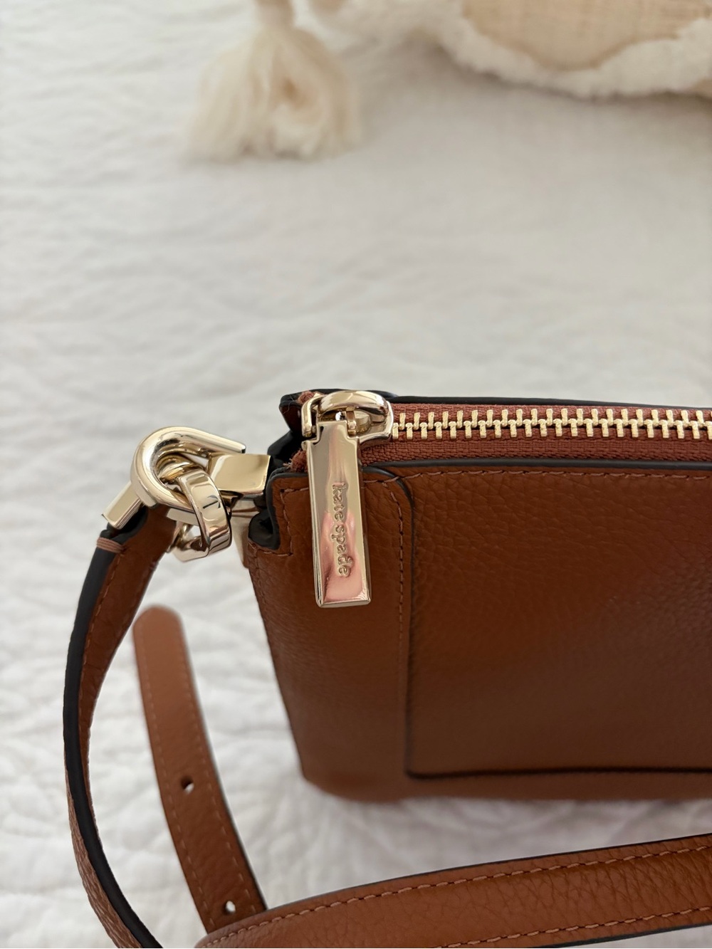 Kate Spade Lena Leather Crossbody Bag in Cognac Brown - Picture 7 of 11